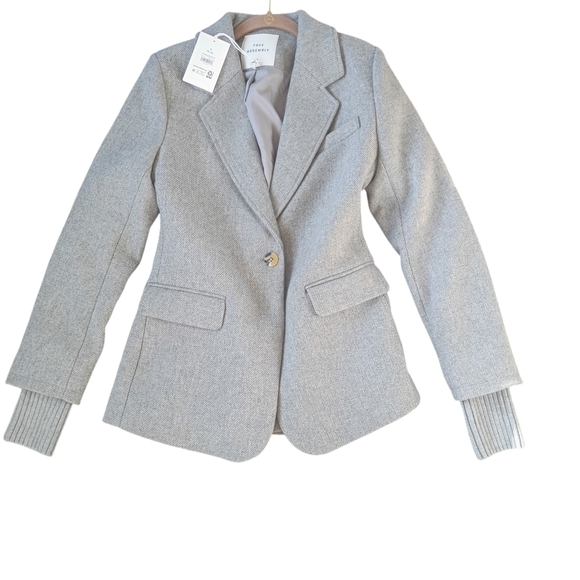 Free Assembly Women's Gray Wool Blend Blazer SZ 4/6 - Picture 3 of 9